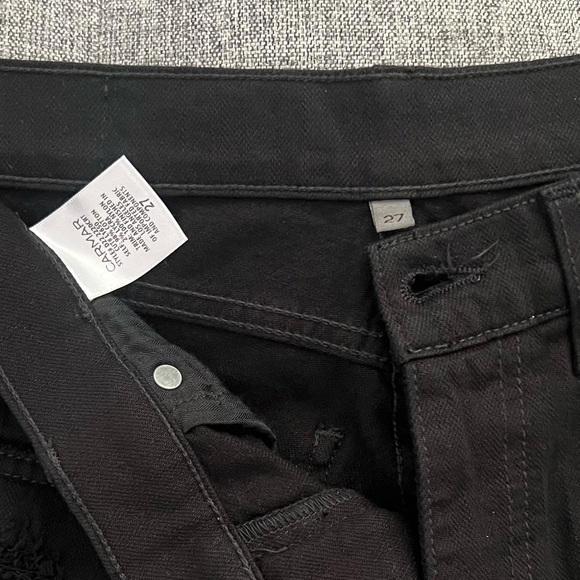 Carmar Side Stripe Jeans Mid Rise Checker Distressed Black White - Picture 4 of 10